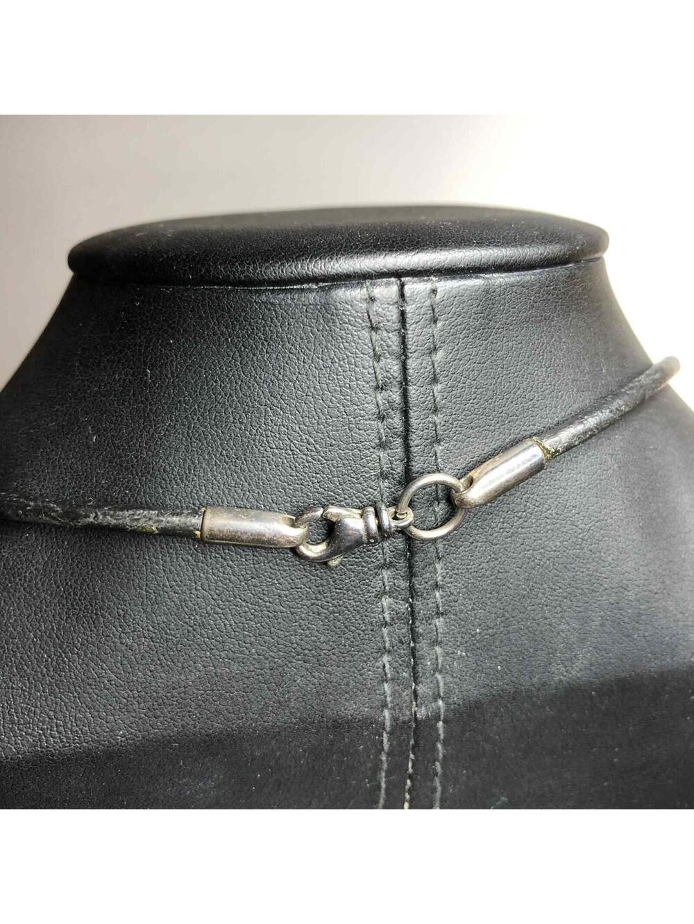 6010 VNTG Sterling 925 Oxidized Dichroic glass pendan 18" Leather Necklace 16g - Picture 3 of 4